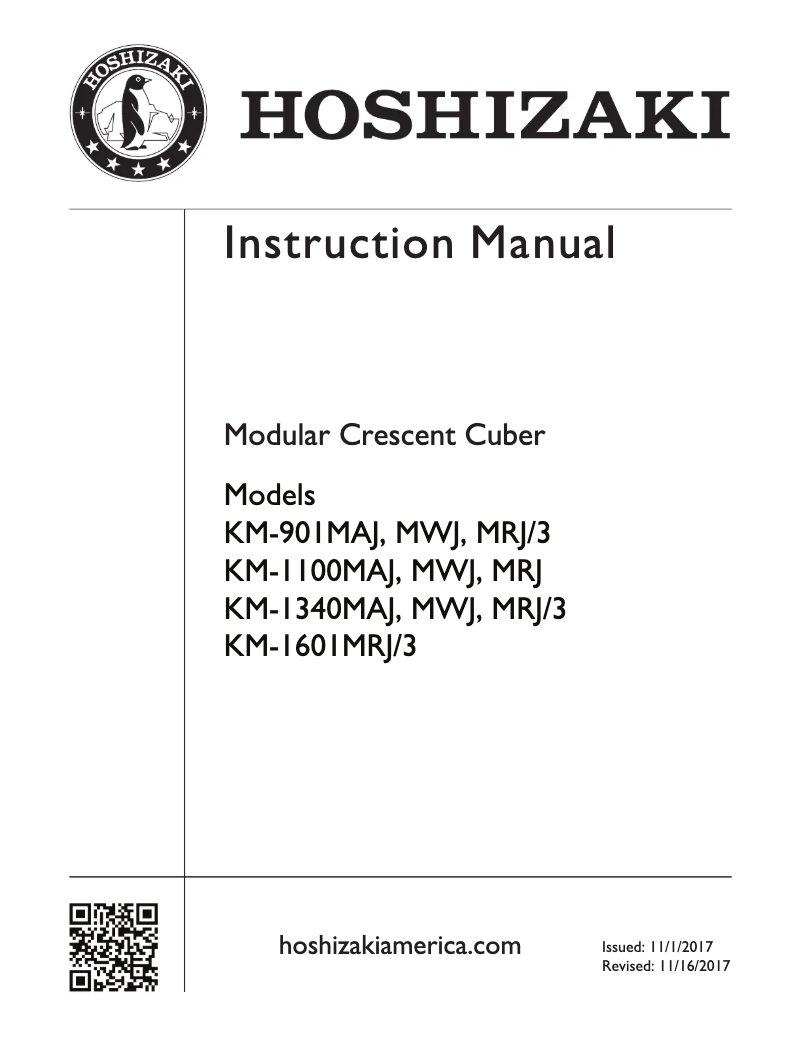 Page 1 de la notice Manuel utilisateur Hoshizaki KM-901MAJ