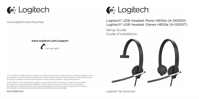 Page n°1 - Manuel utilisateur Logitech H650e