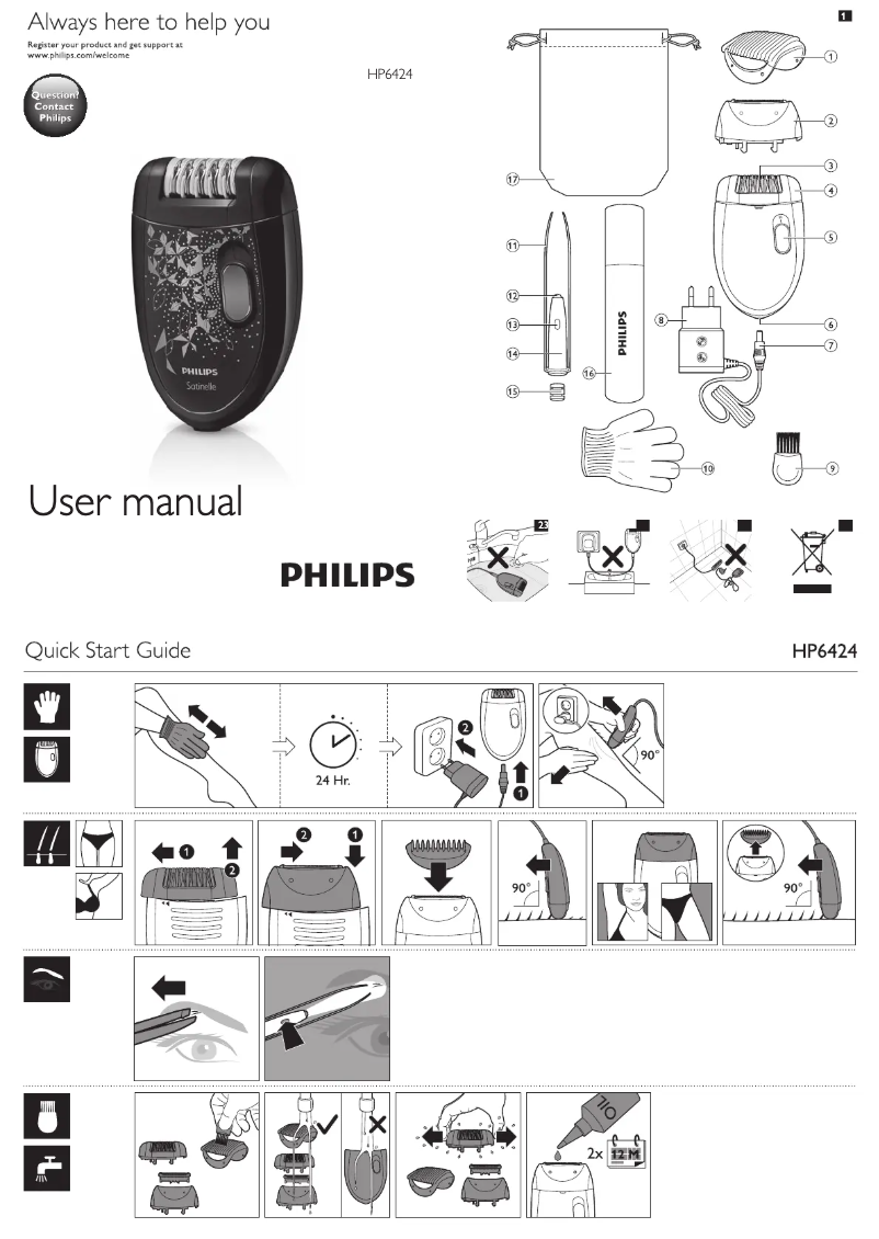 Page n°1 - Manuel utilisateur Philips Satinelle HP6424