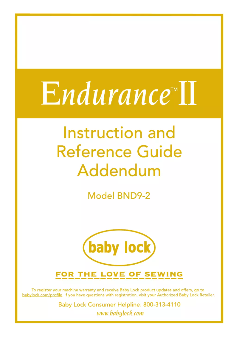 Page 1 de la notice Manuel utilisateur Baby Lock Endurance 2 BND9-2