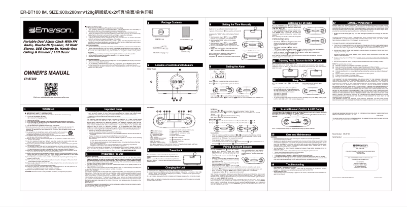 Image de la première page du manuel de l'appareil ER-BT100