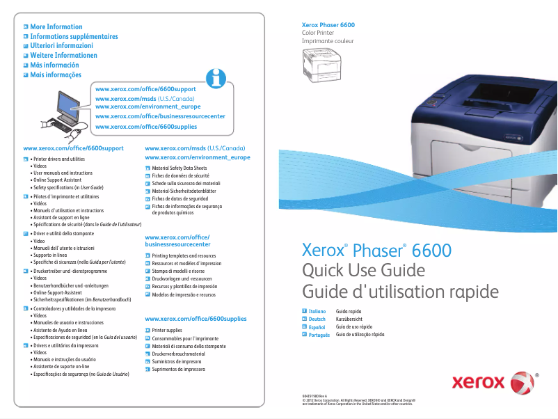 Page 1 de la notice Manuel utilisateur Xerox Phaser 6600DN