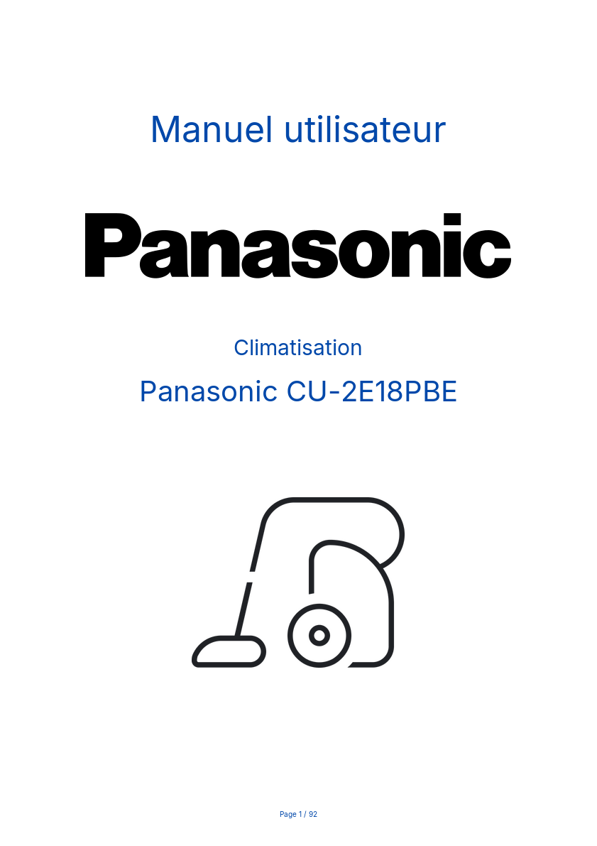 Page n°1 - Manuel utilisateur Panasonic CU-2E18PBE