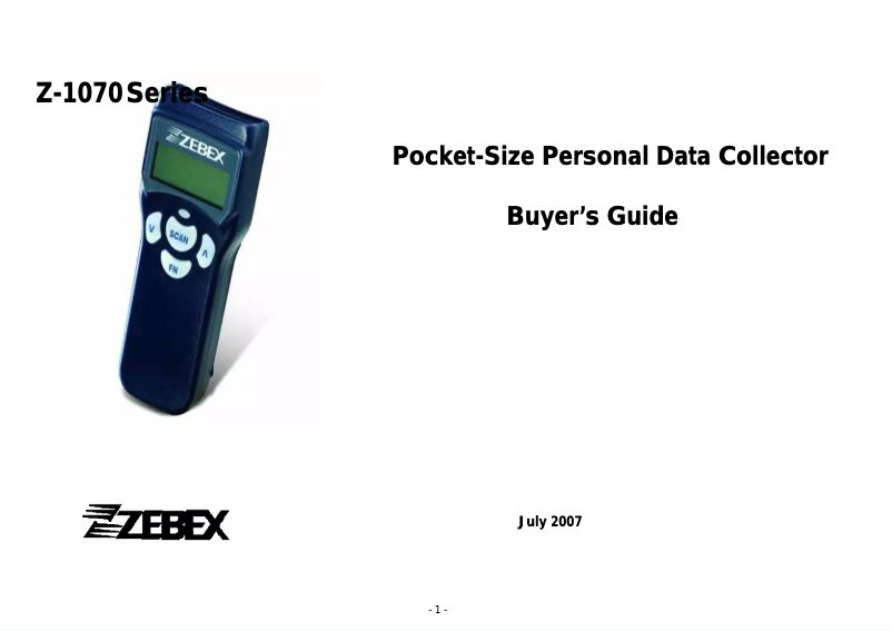 Page n°1 - Manuel utilisateur Zebex Z-1070