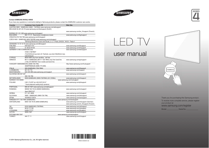 Page 1 de la notice Manuel utilisateur Samsung UE32H4580AS