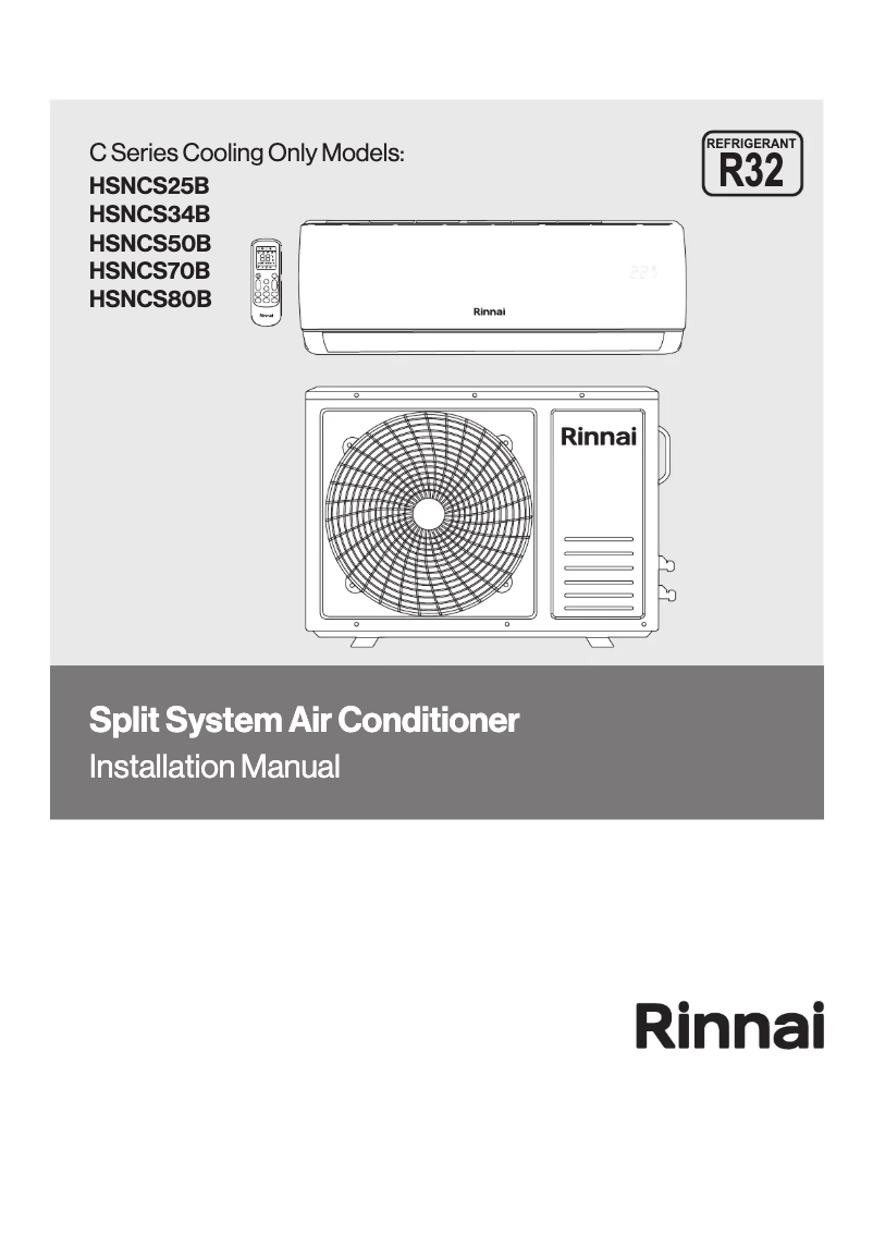 Page n°1 - Manuel utilisateur Rinnai C Series HSNCS25B