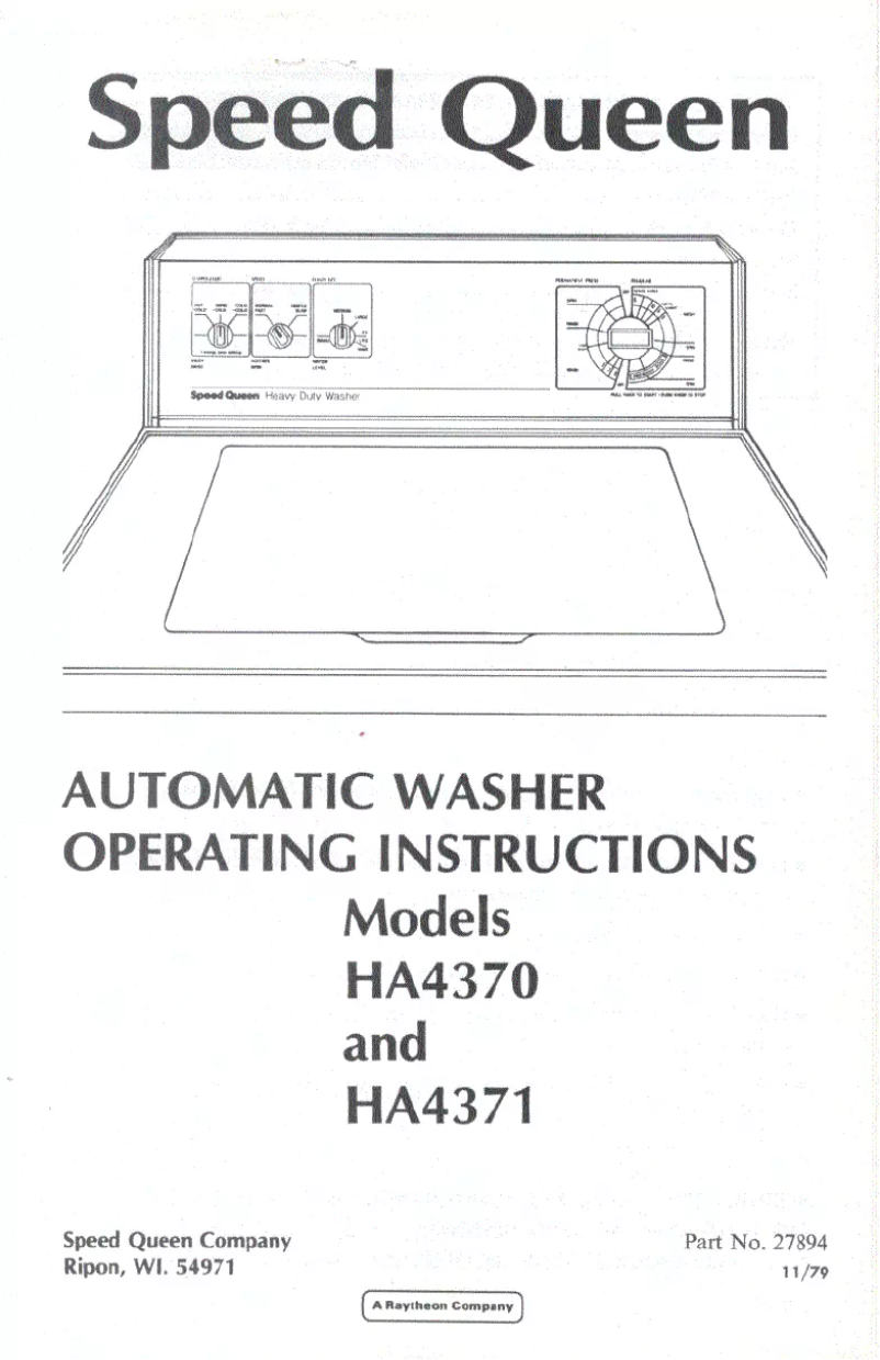 Page n°1 - Manuel utilisateur Speed Queen HA4370