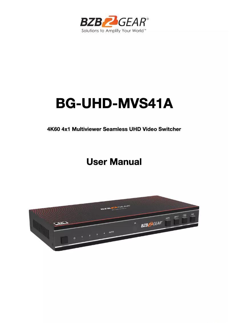 Image de la première page du manuel de l'appareil BG-UHD-MVS41A