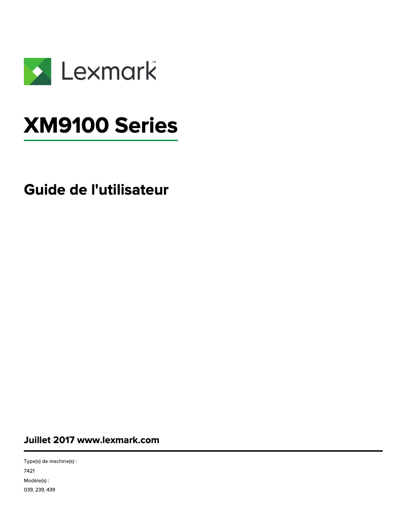 Page 1 de la notice Manuel utilisateur Lexmark XM9145