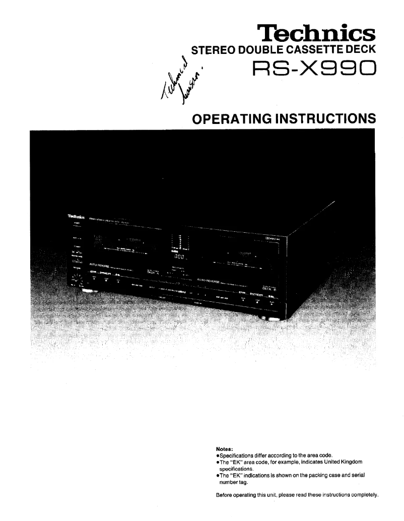 Image de la première page du manuel de l'appareil RS-X990