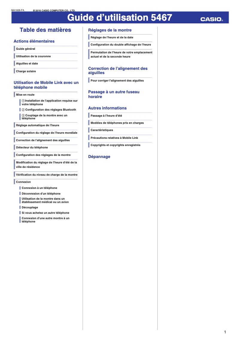 Image de la première page du manuel de l'appareil Edifice 5467