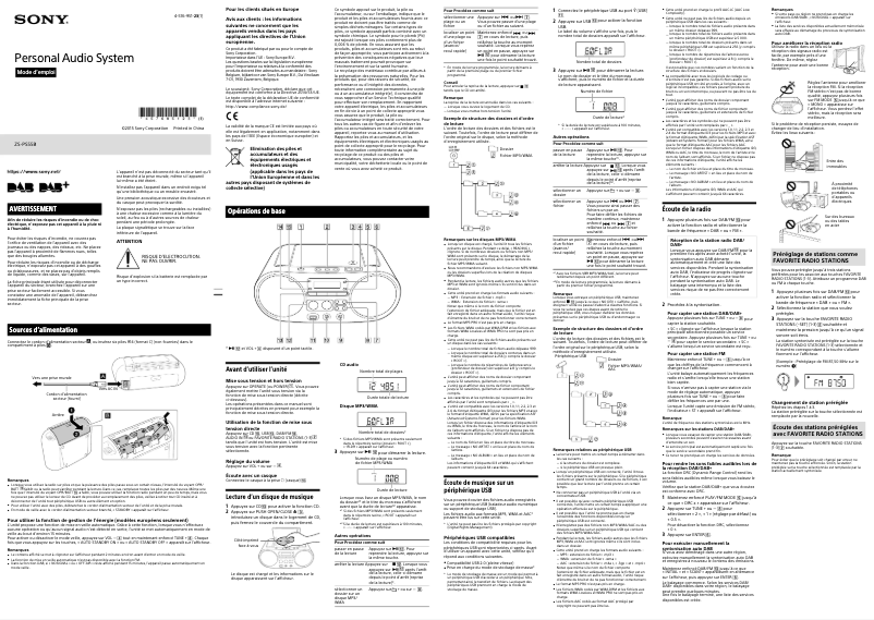 Página 1 del manual Manual de usuario Sony ZS-PS55B