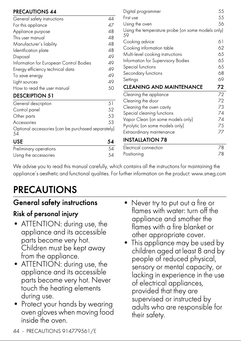 Página 1 del manual Manual de usuario Smeg SO6302TX