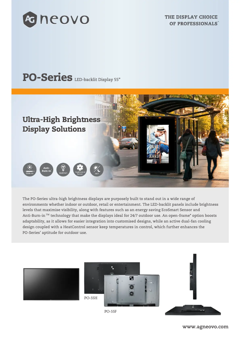 Page 1 de la notice Fiche technique AG Neovo PO-55H