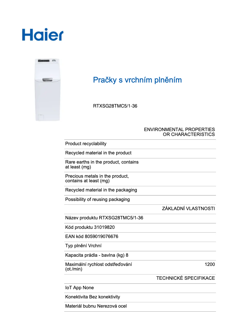 Page 1 de la notice Manuel utilisateur Haier RTXSG28TMC5/1-36