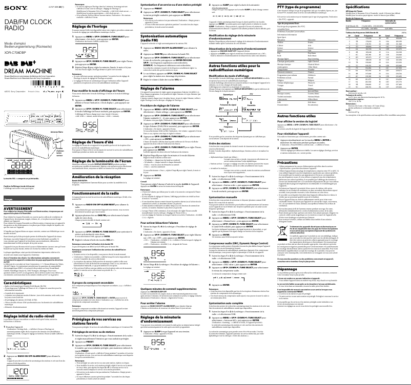 Page n°1 - Manuel utilisateur Sony XDR-C706DBP
