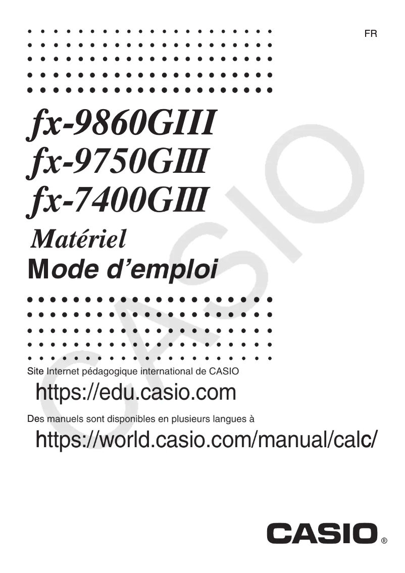 Page 1 de la notice Manuel utilisateur Casio fx-7400GIII