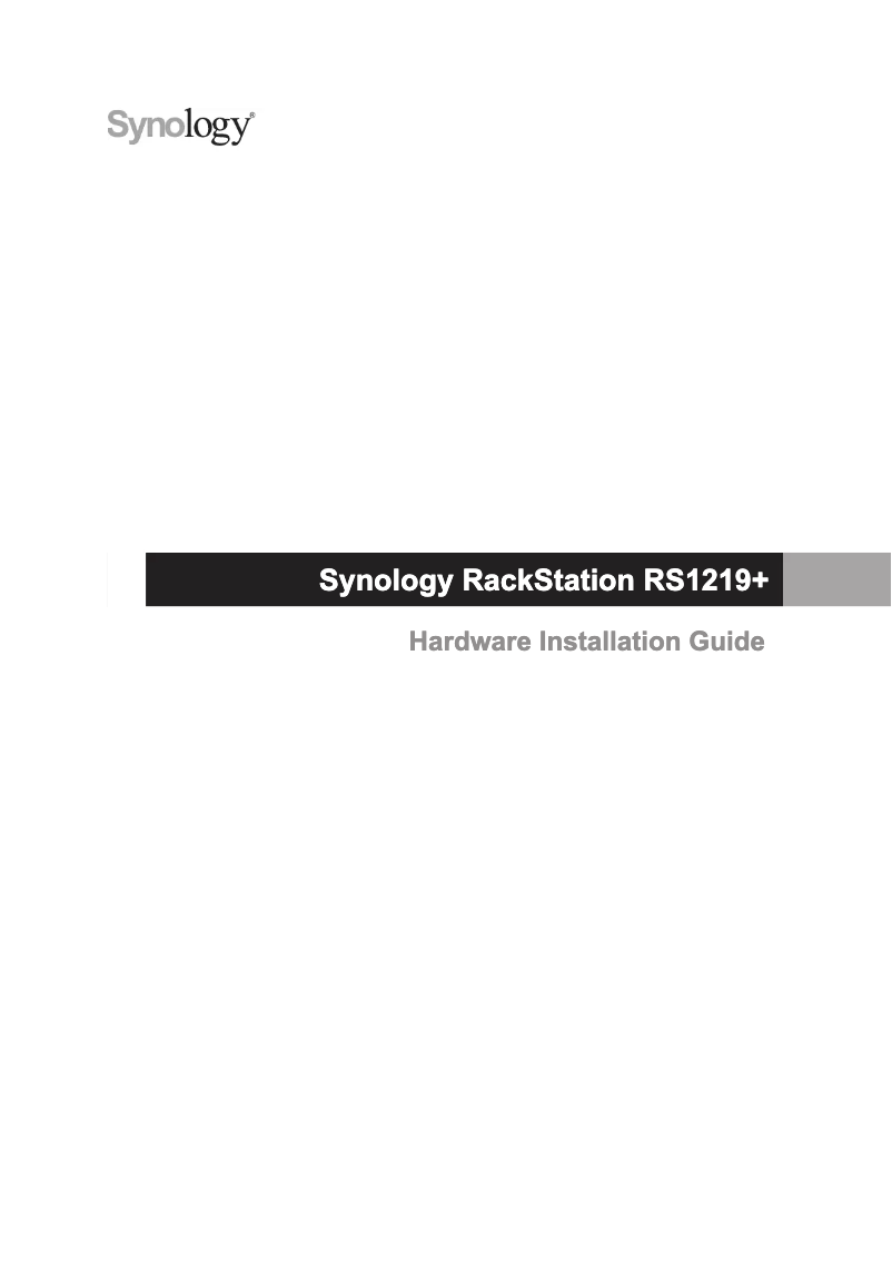 Page 1 de la notice Manuel utilisateur Synology RackStation RS1219+