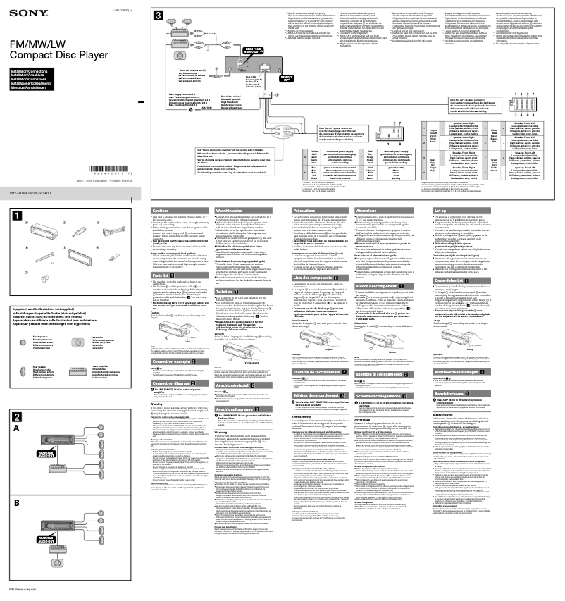 Page 1 de la notice Guide d'installation Sony CDX-GT560UI
