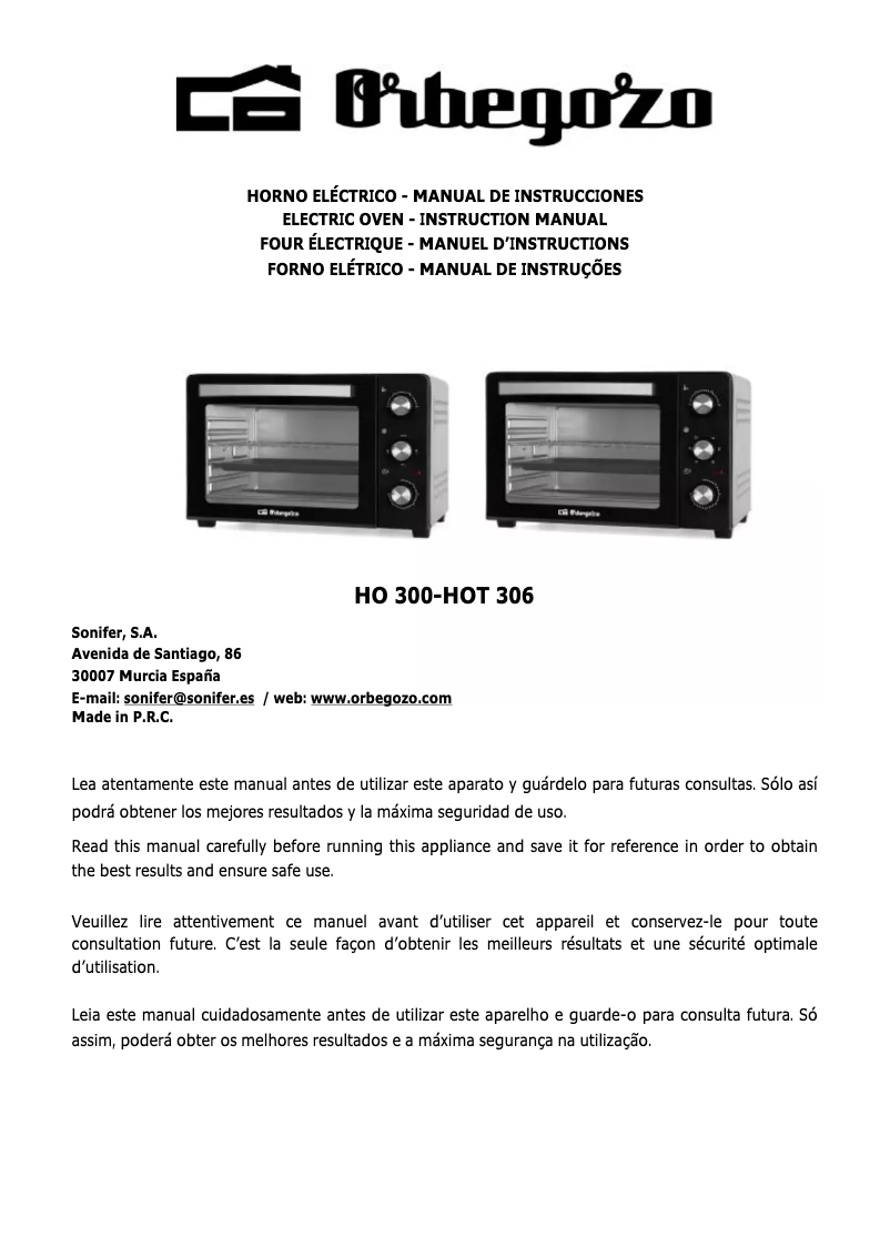 Image de la première page du manuel de l'appareil HO 300