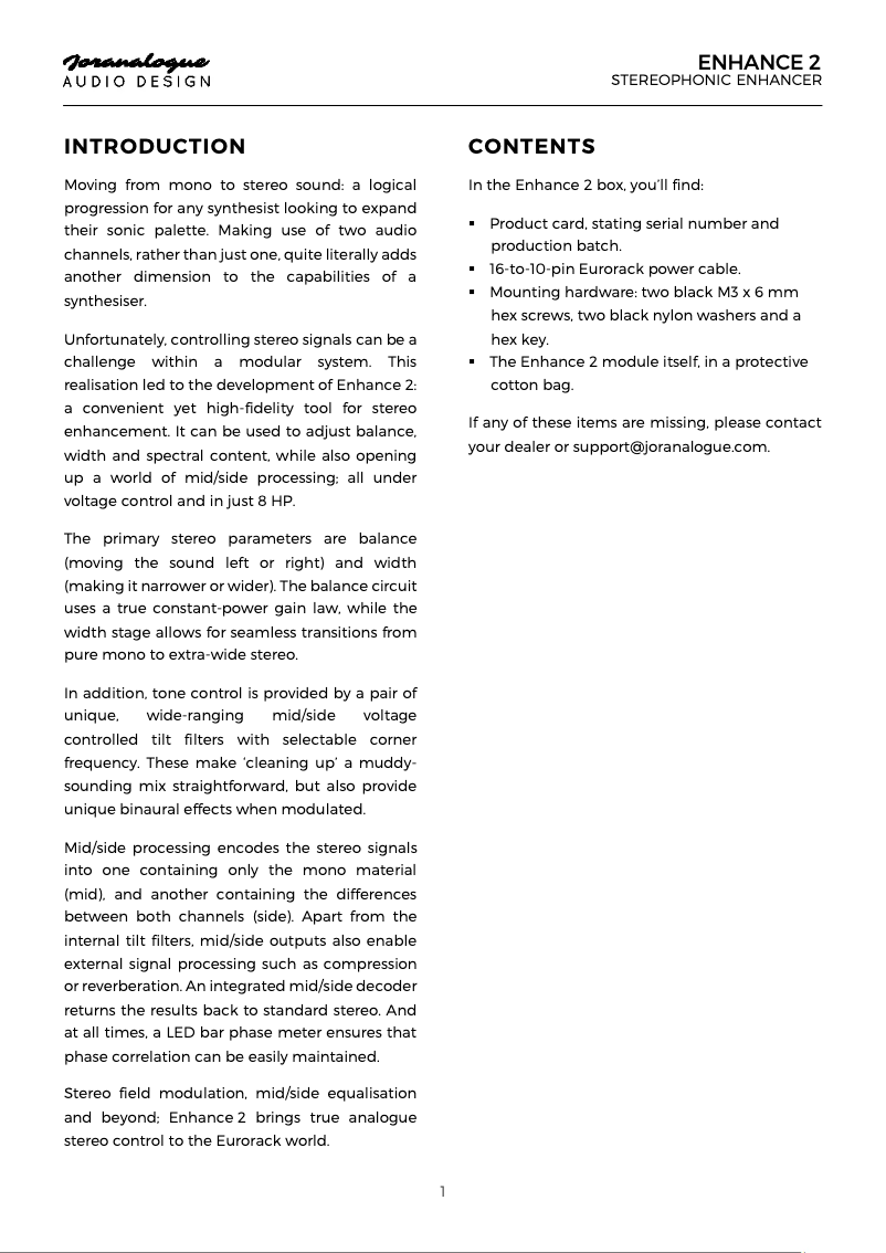 Image de la première page du manuel de l'appareil Enhance 2