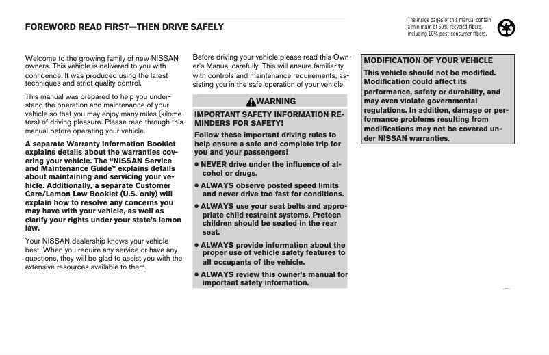 Página 1 del manual Manual de usuario Nissan Sentra (2003)