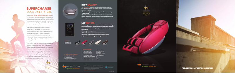 Page 1 de la notice Manuel d'utilisation et d'entretien Human Touch Novo XT2