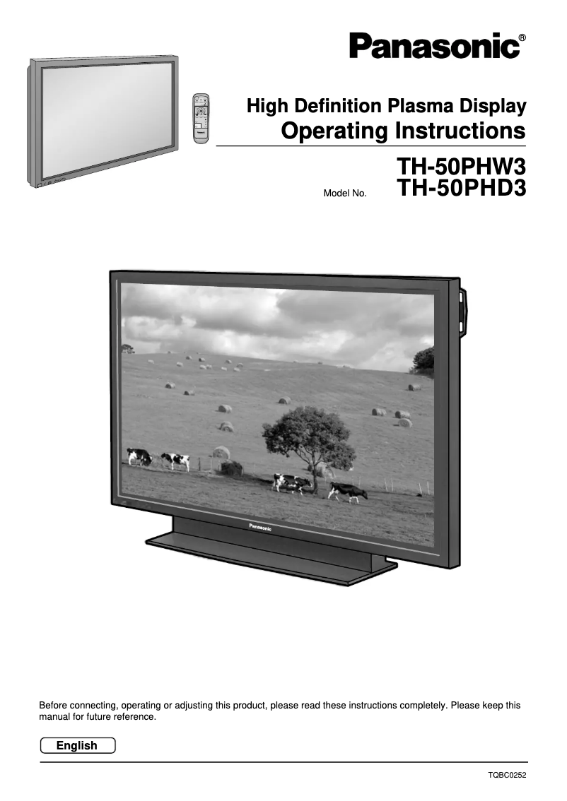 Page 1 of the manual User Manual Panasonic TH-50PHW3