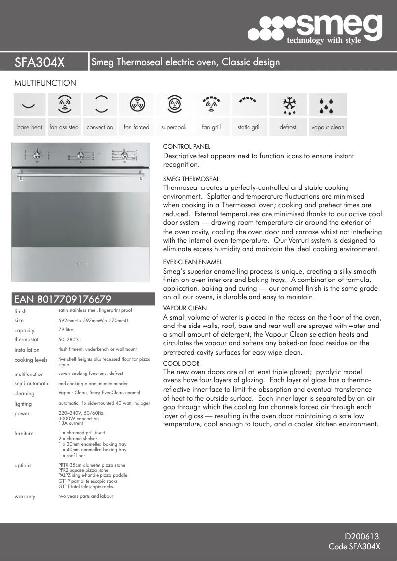 Page n°1 - Fiche technique Smeg SFA304X