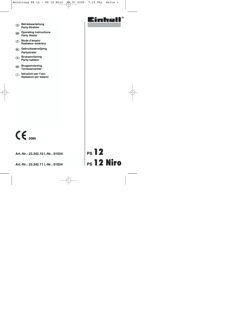 Page n°1 - Manuel utilisateur Einhell PS 12
