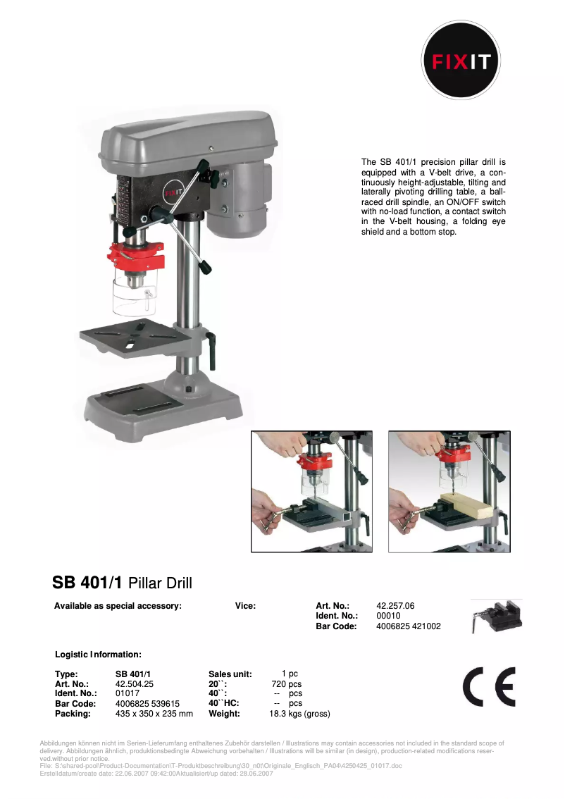 Page 1 de la notice Manuel utilisateur FIXIT SB 401/1