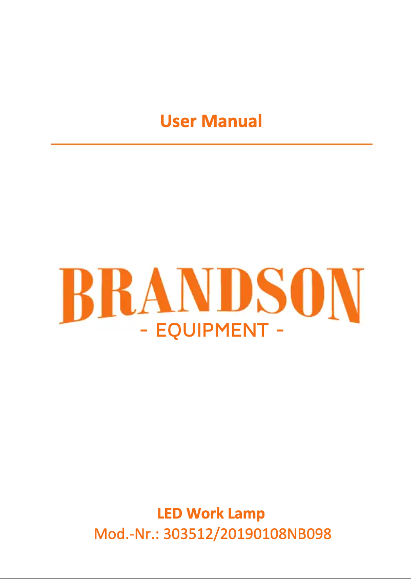 Page 1 of the manual User Manual Brandson 303512