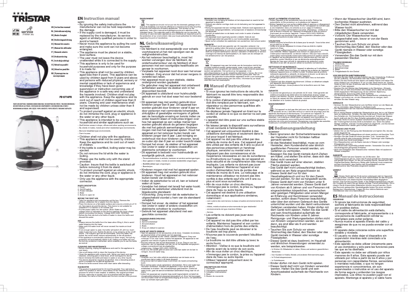 Page 1 de la notice Manuel utilisateur TriStar PD-8714PR