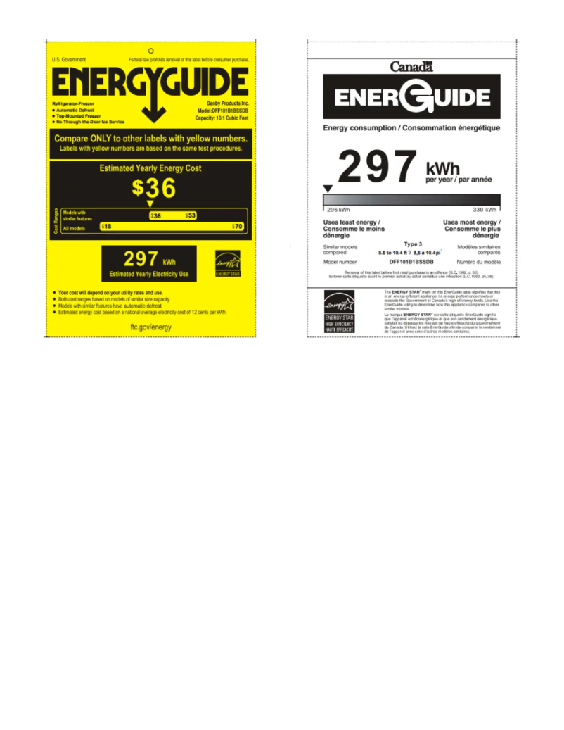 Página 1 del manual Etiqueta energética Danby DFF101B1BSSDB