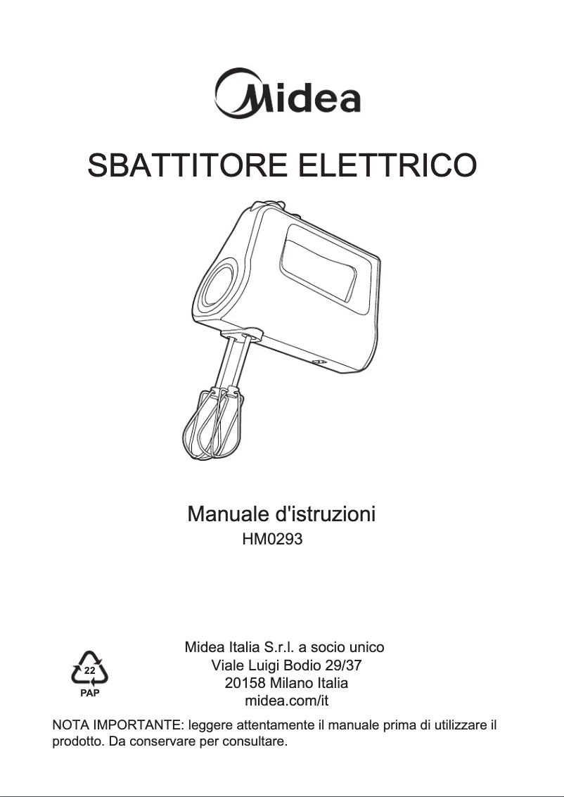 Page n°1 - Manuel utilisateur Midea HM0293