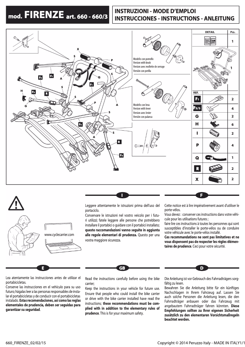 Página 1 del manual Manual de usuario Peruzzo Firenze