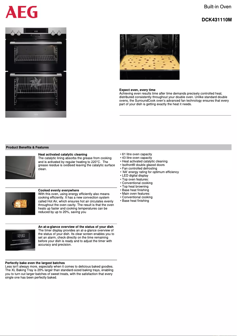 Page n°1 - Fiche technique AEG DCK431110M
