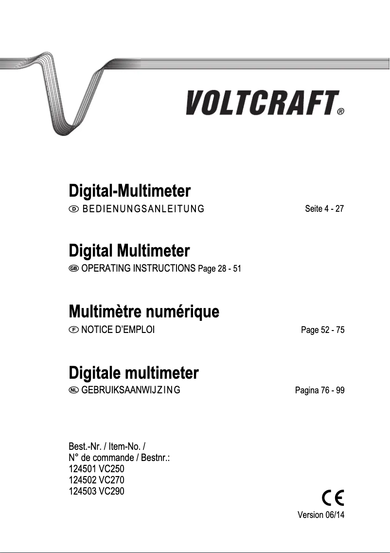 Page 1 de la notice Manuel utilisateur Voltcraft VC250