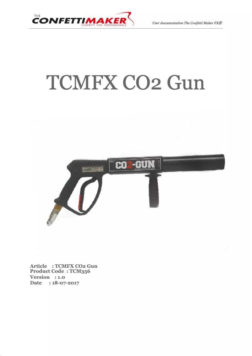 Page 1 de la notice Manuel utilisateur The Confetti Maker CO2 Gun