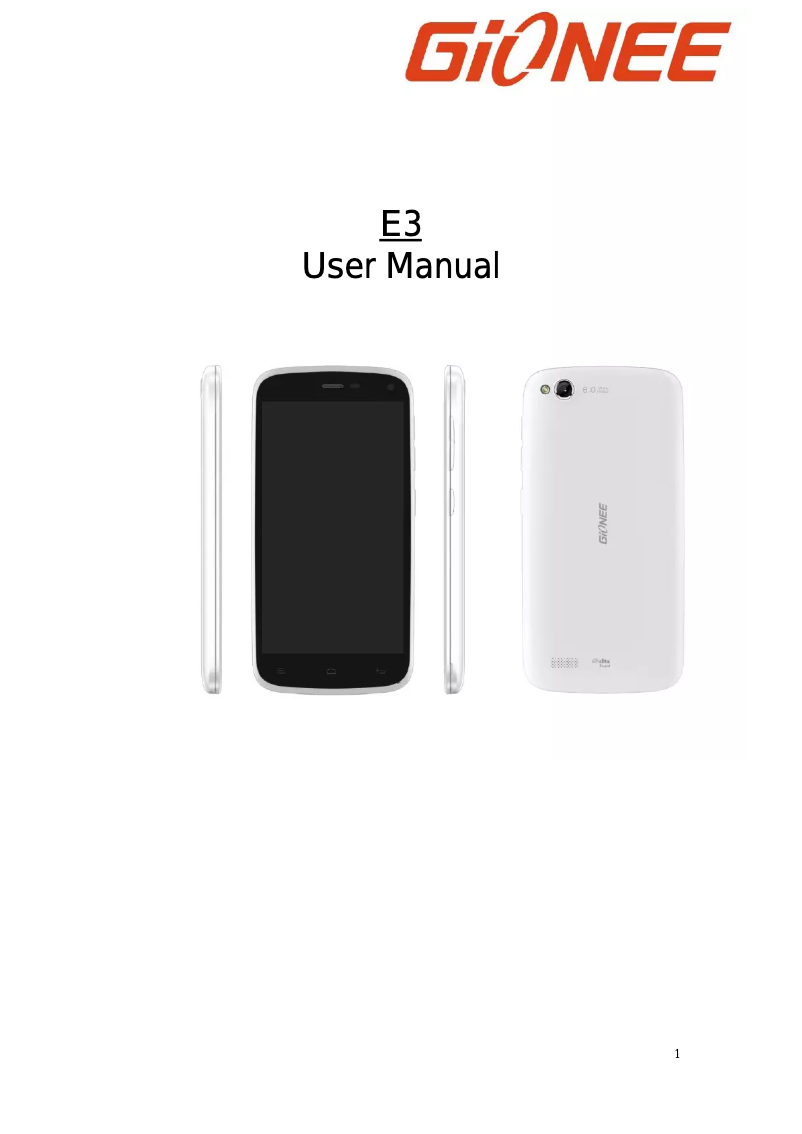 Page n°1 - Manuel utilisateur Gionee Elife E3