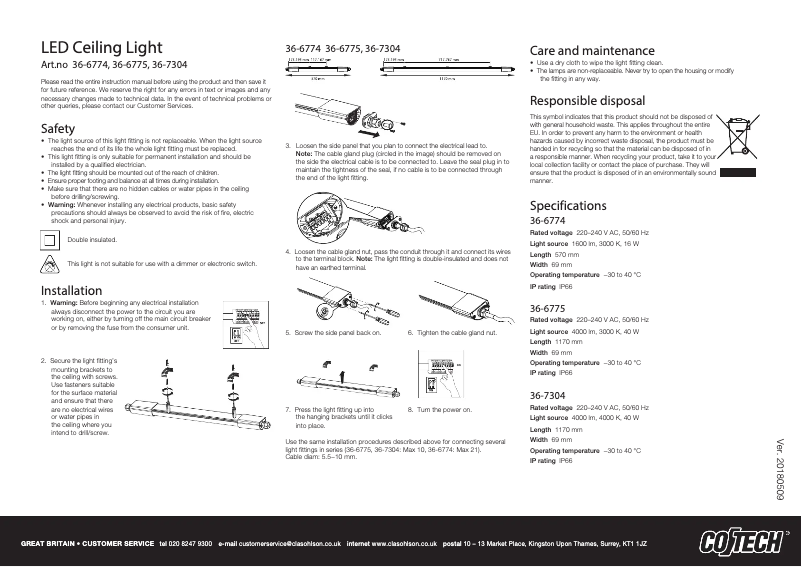 Page 1 de la notice Manuel utilisateur Cotech 36-7304