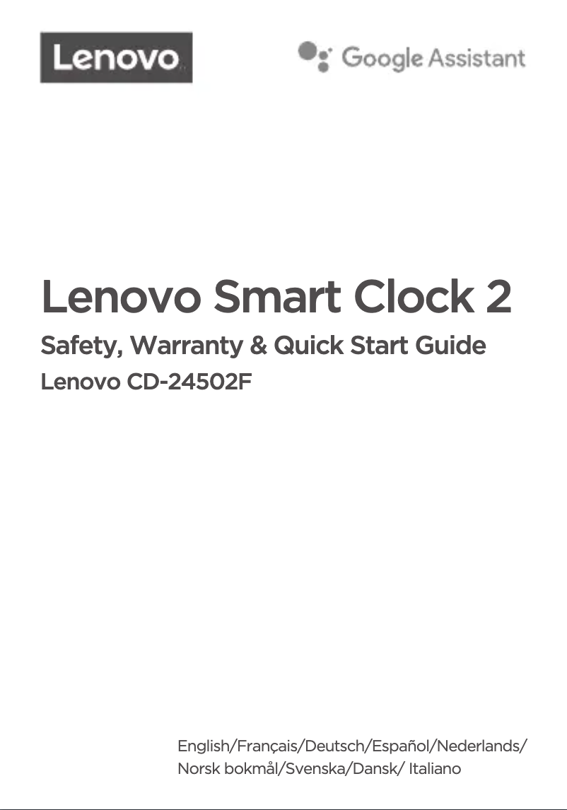 Page 1 de la notice Manuel utilisateur Lenovo Smart Clock 2