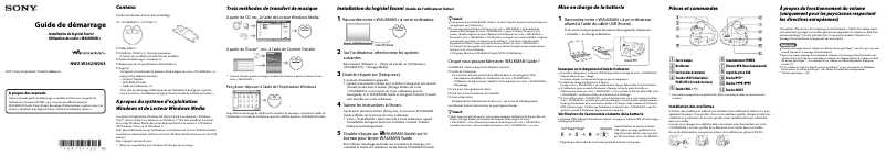 Image de la première page du manuel de l'appareil Walkman NWZ-W263