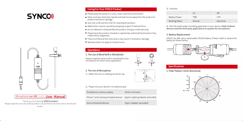 Image de la première page du manuel de l'appareil LAV-S6E