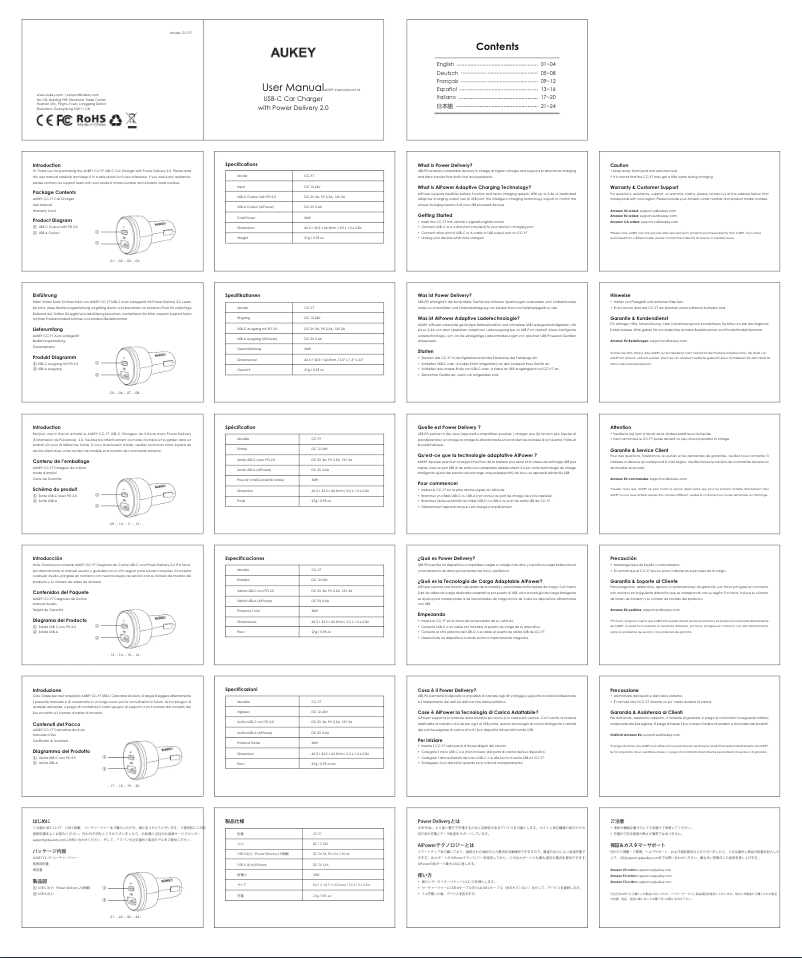 Página 1 del manual Manual de usuario Aukey CC-Y7