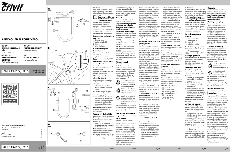 Page n°1 - Manuel utilisateur Crivit IAN 343420
