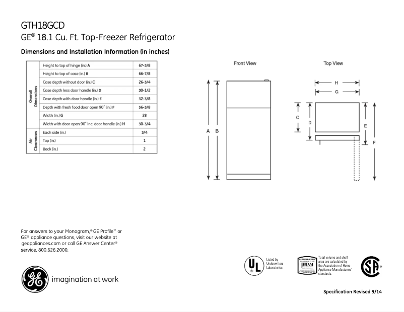 Imagen de la primera página del manual del dispositivo GTH18GCDBB