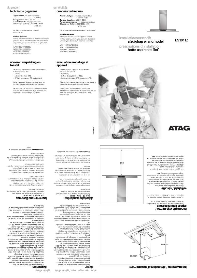 Page 1 de la notice Guide d'installation Atag ES1011ZMTUU