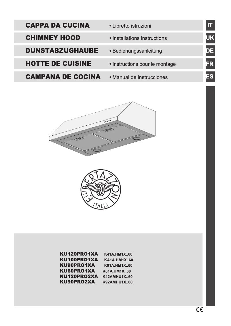 Page 1 de la notice Manuel utilisateur Bertazzoni KU120 PRO 1 X A