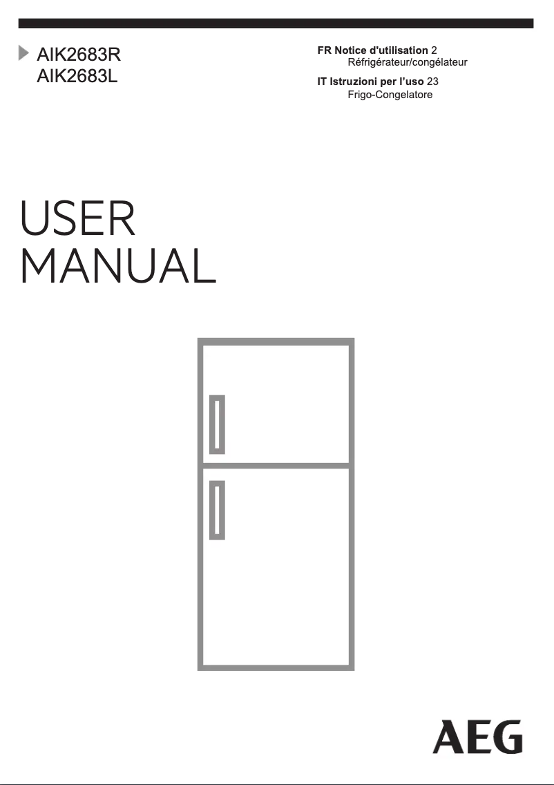 Page 1 de la notice Manuel utilisateur AEG AIK2683R